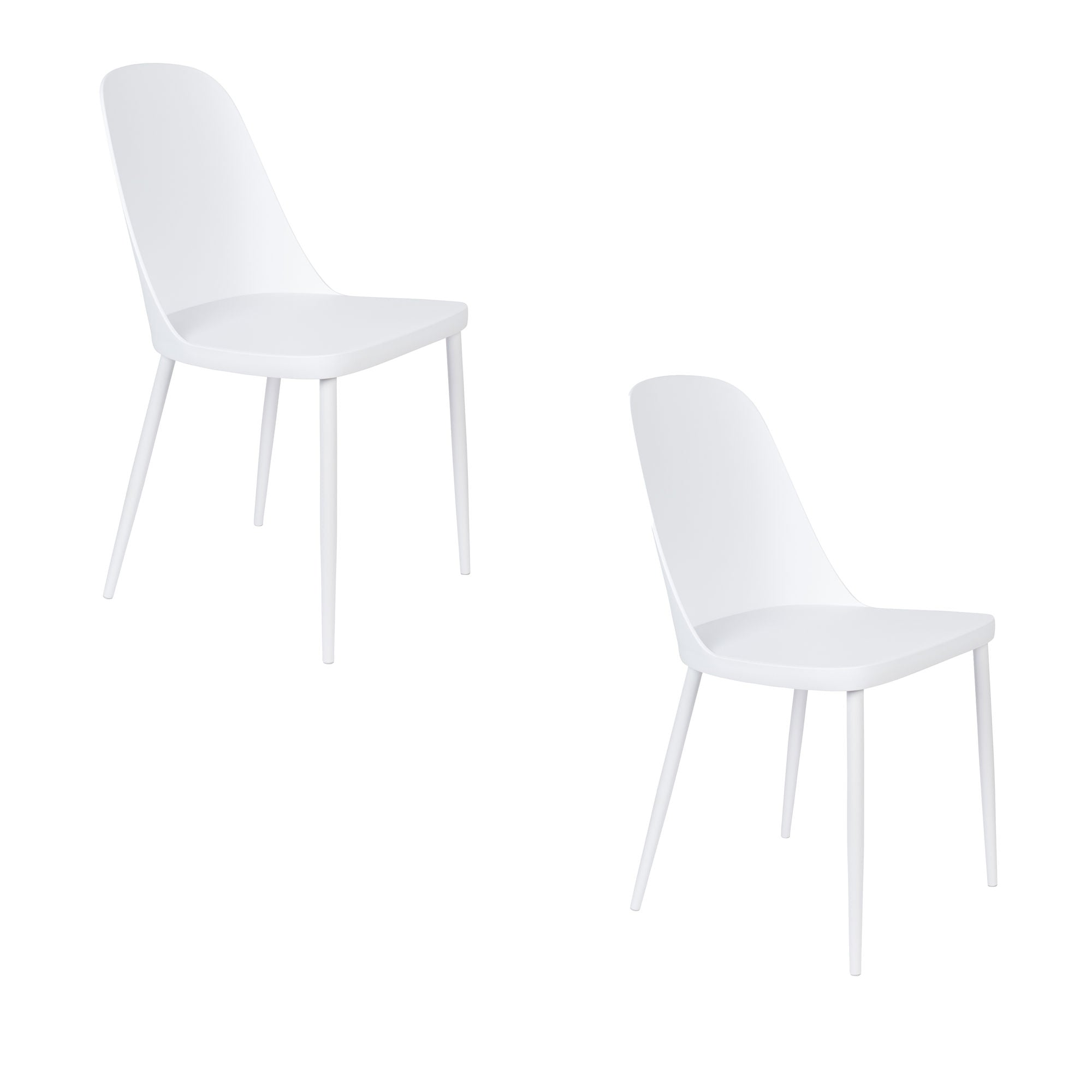Set of 2 Pip All White Dining Chairs